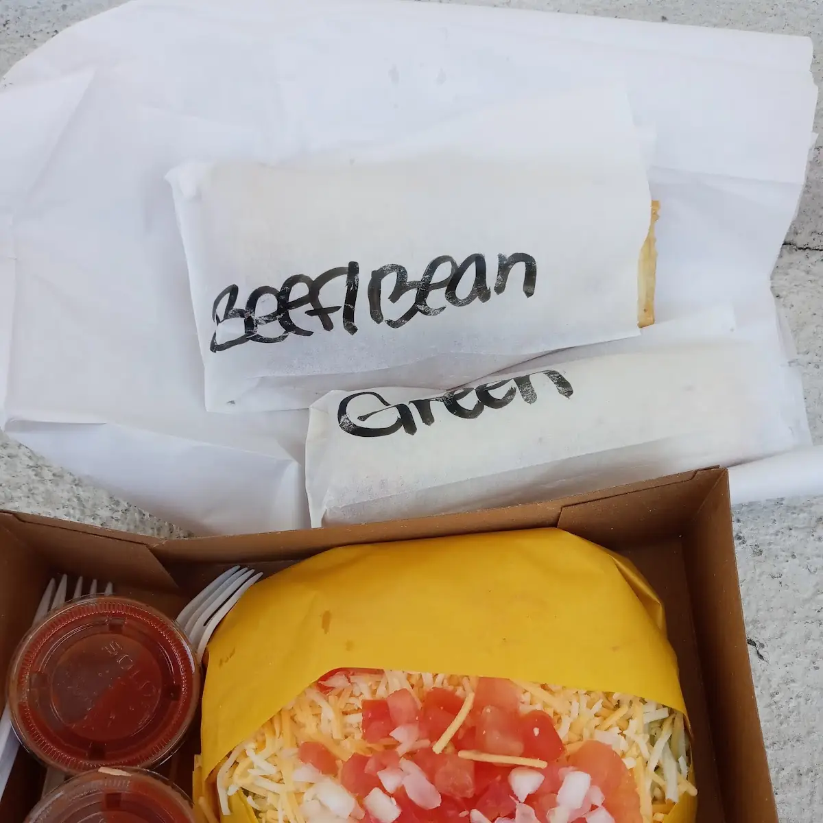 Tostada Beef & Bean Burrito