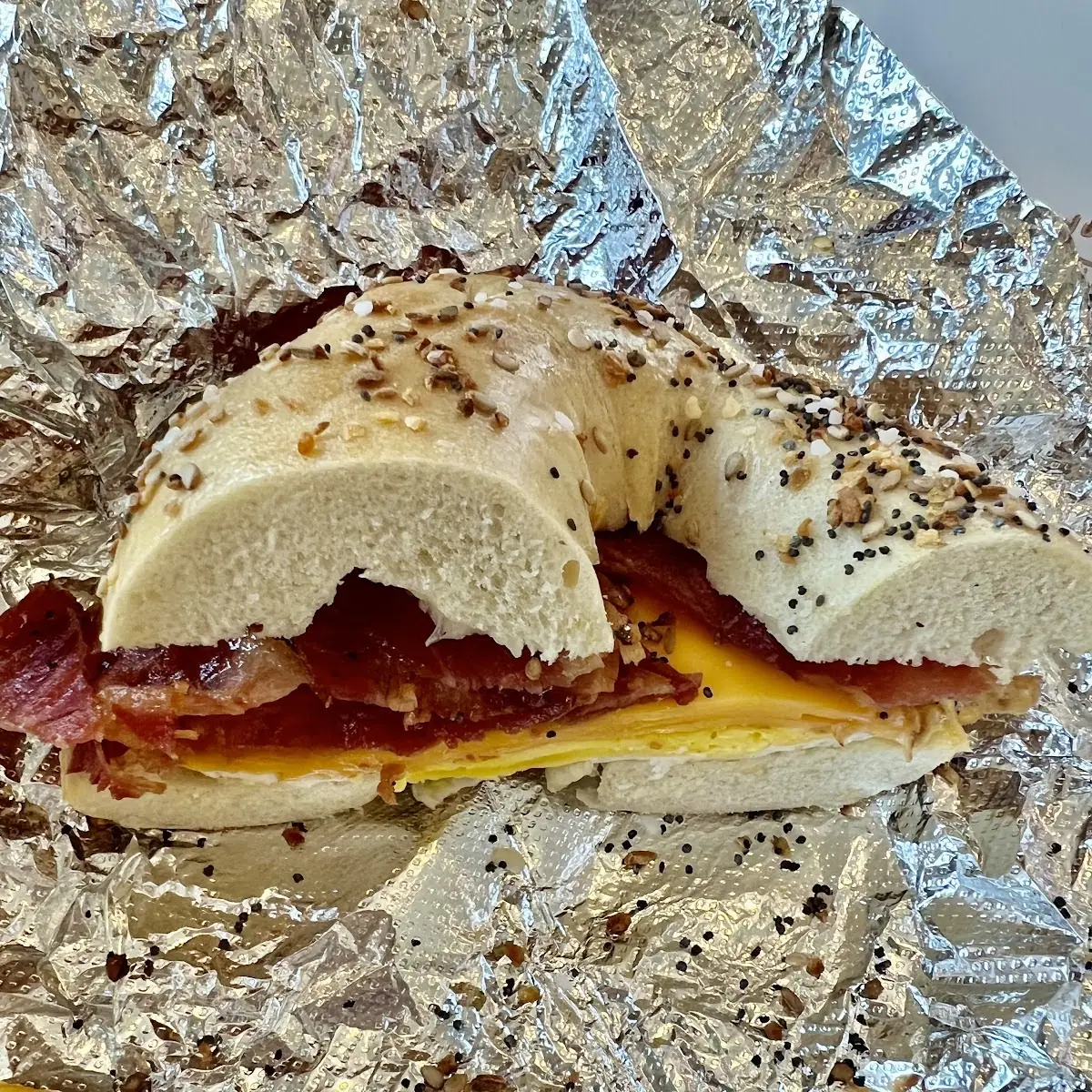 Everything Bagel with Bacon Egg and Cheese