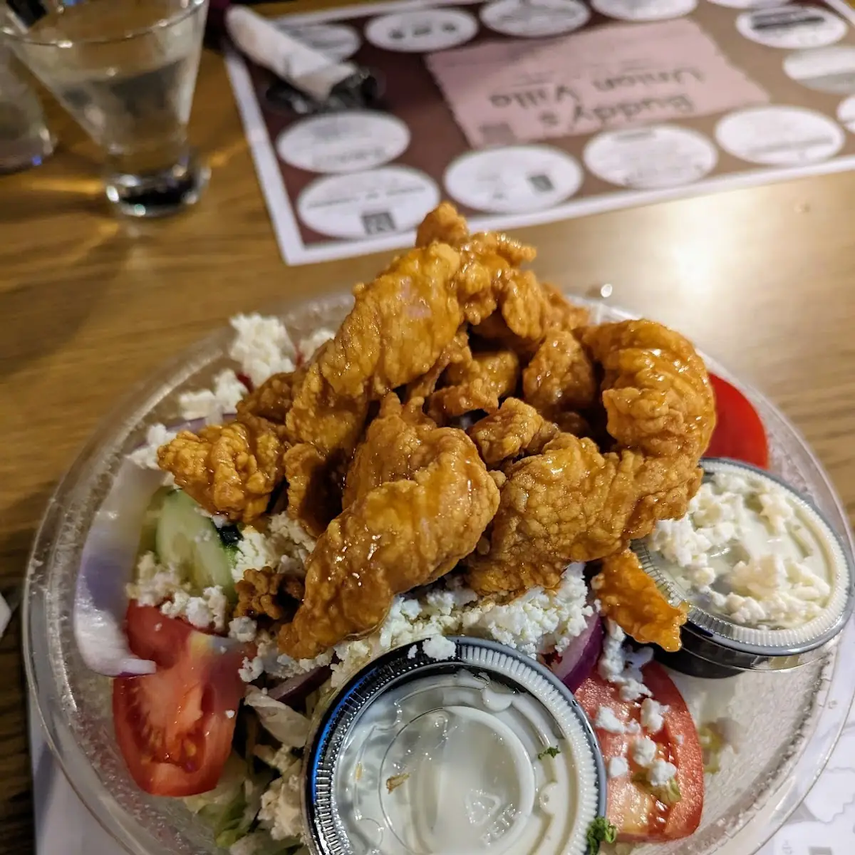 Buffalo Chicken Greek Pizza