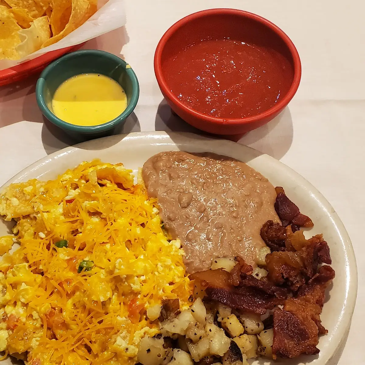 Migas Plate with Queso & Chips Salsa