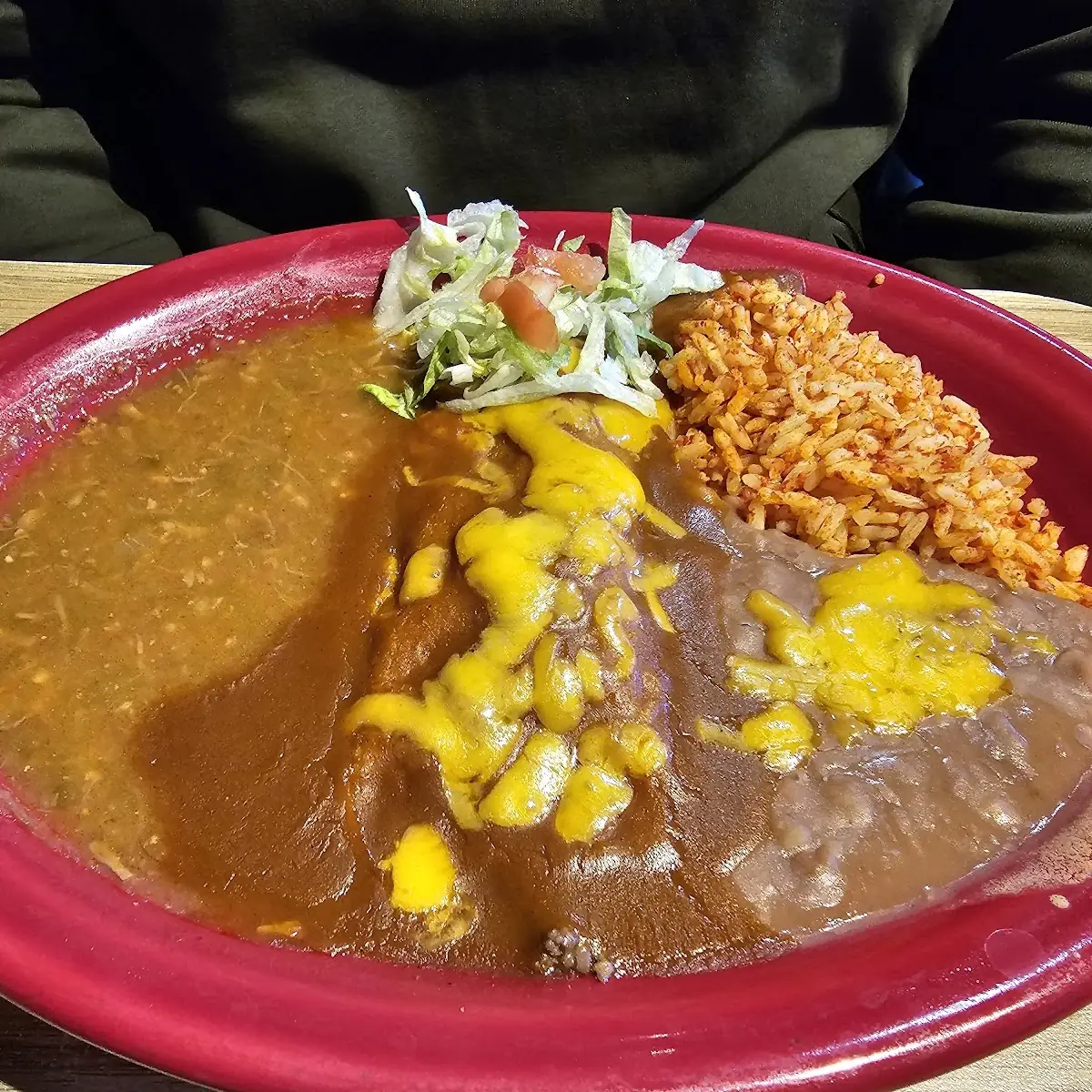 Chicken Enchilada with Rice and Beans