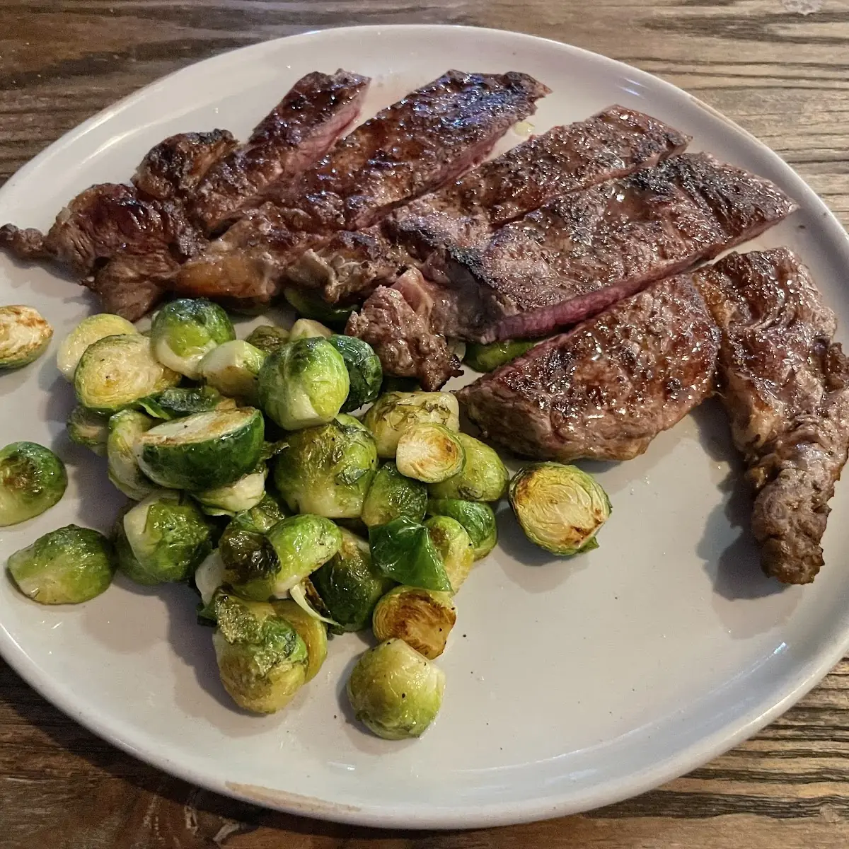 Pan-Fried Ribeye Steak with Brussels Sprouts