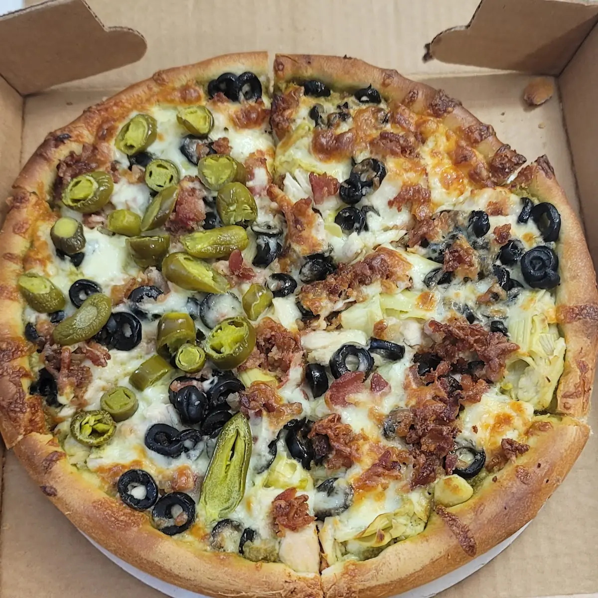 Pesto Delight Pizza Add Bacon and Half Jalapeños