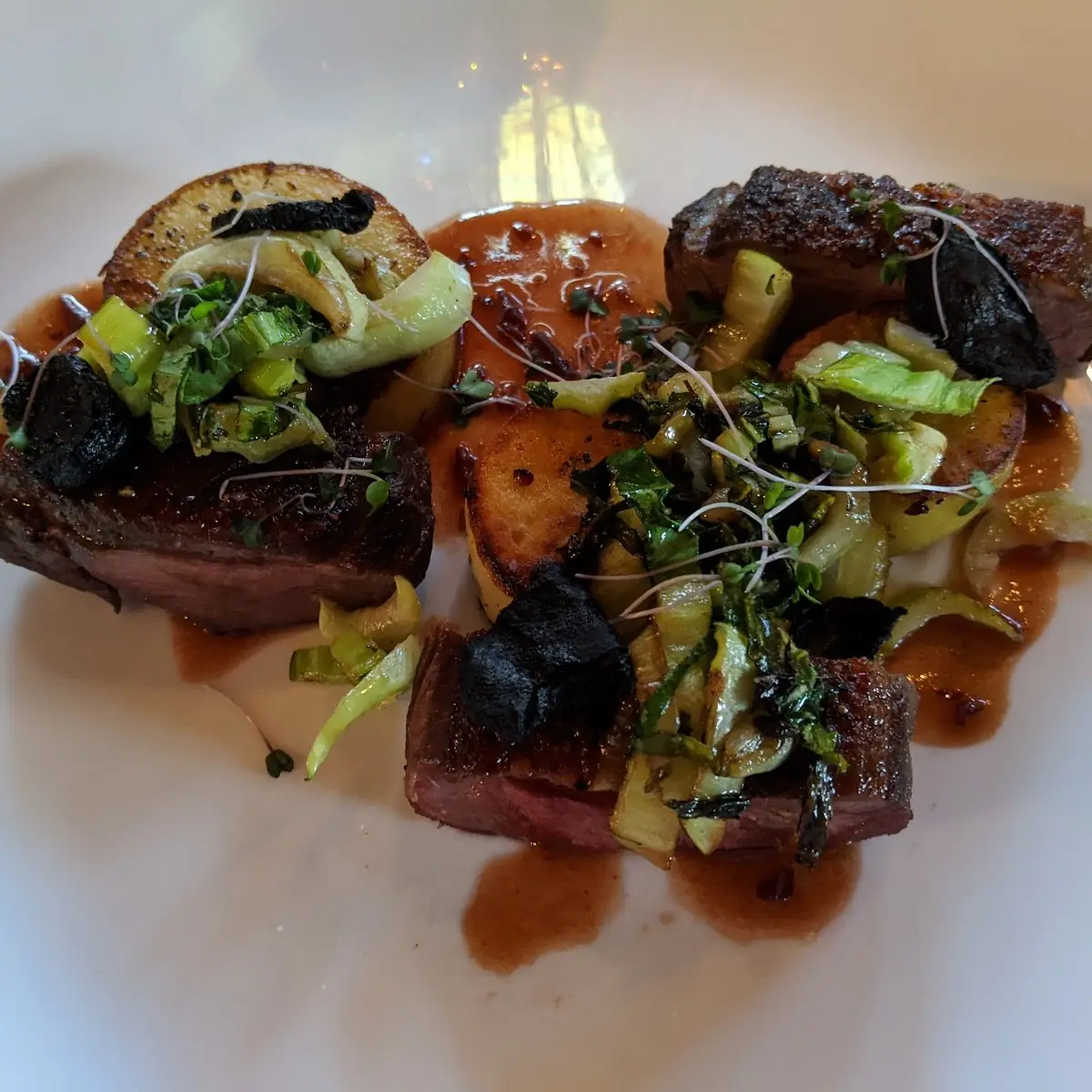 Duck Breast with Bok Choy Potato & Black Sunchoke