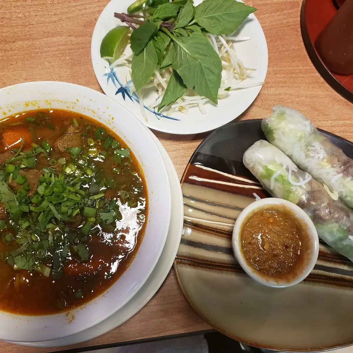 Hu Tiếu Bò Kho and Spring Rolls