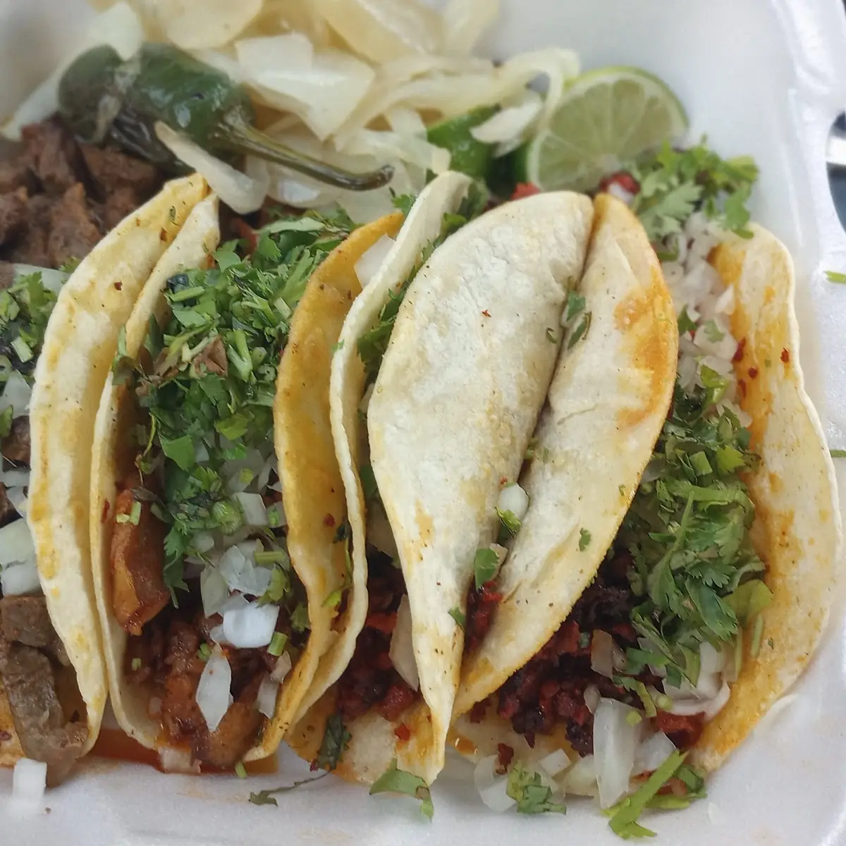 Carne Asada Tacos and Chorizo Taco