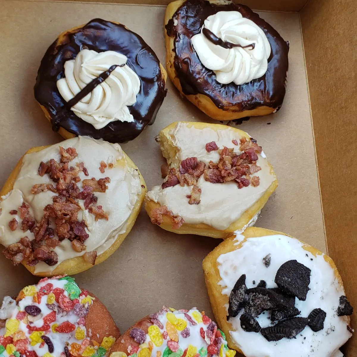 Assorted Donuts Buckeye Maple Bacon Fruity Pebbles
