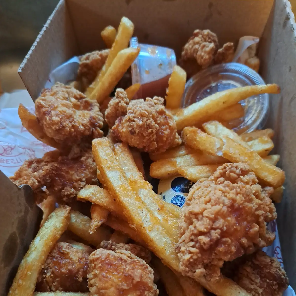 Boneless Chicken Wings and Fries