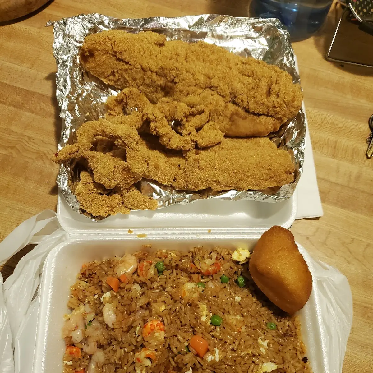 Fried Fish and Vegetable Fried Rice