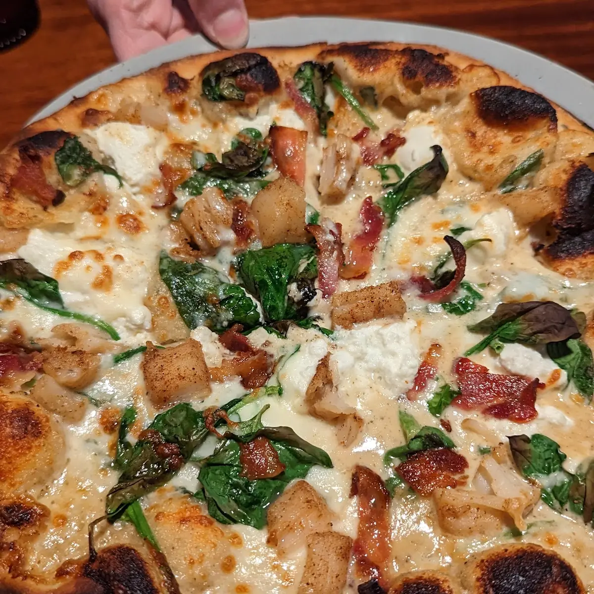 Seared Scallops with Cheese Bacon and Arugula
