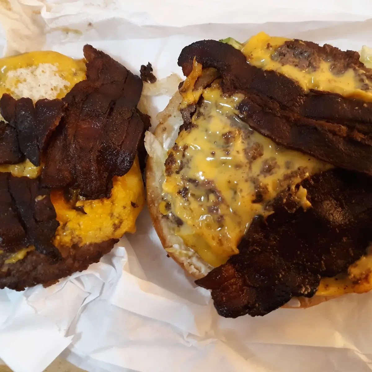 Double Bacon Cheeseburger with Burnt Bacon