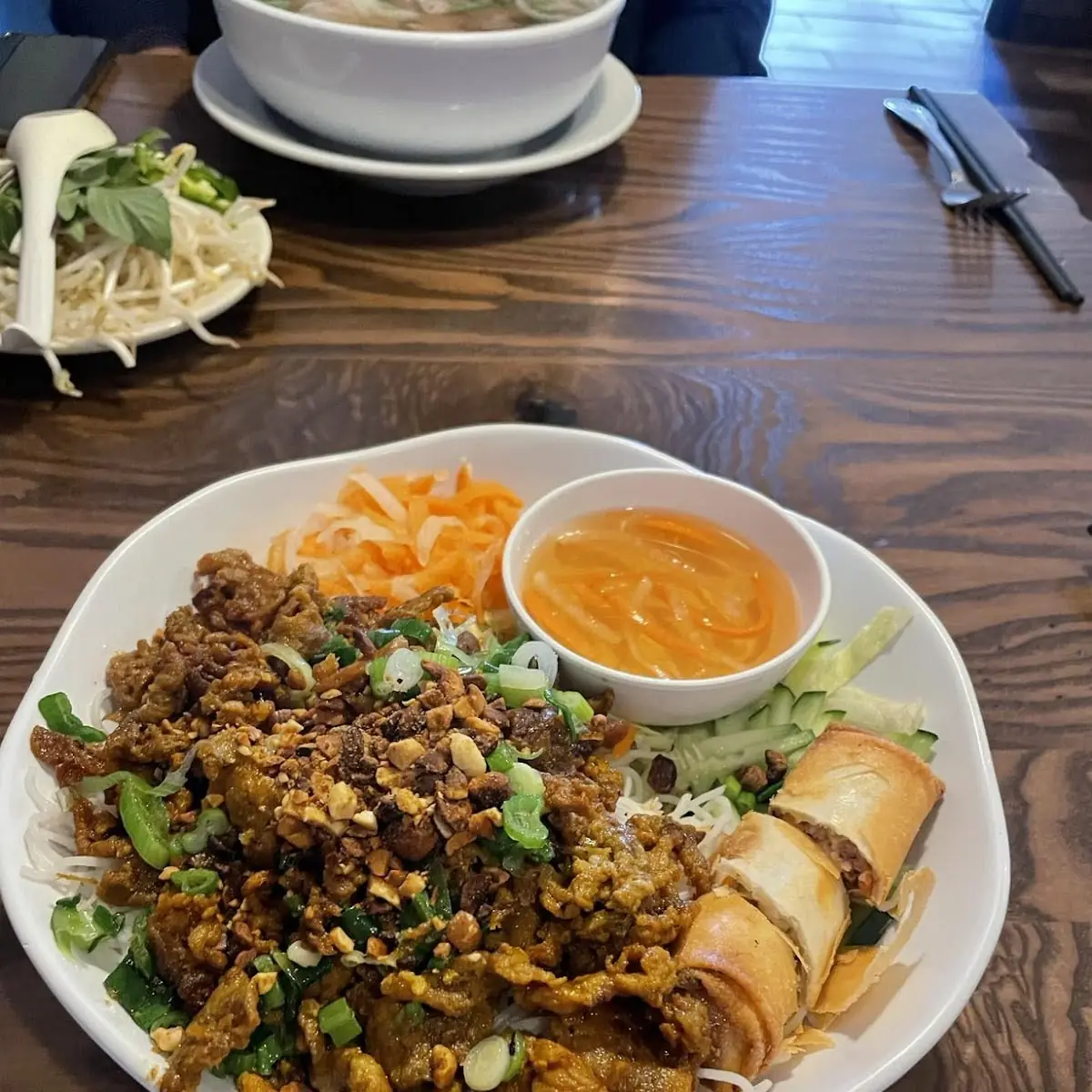 Egg Rolls over Vermicelli