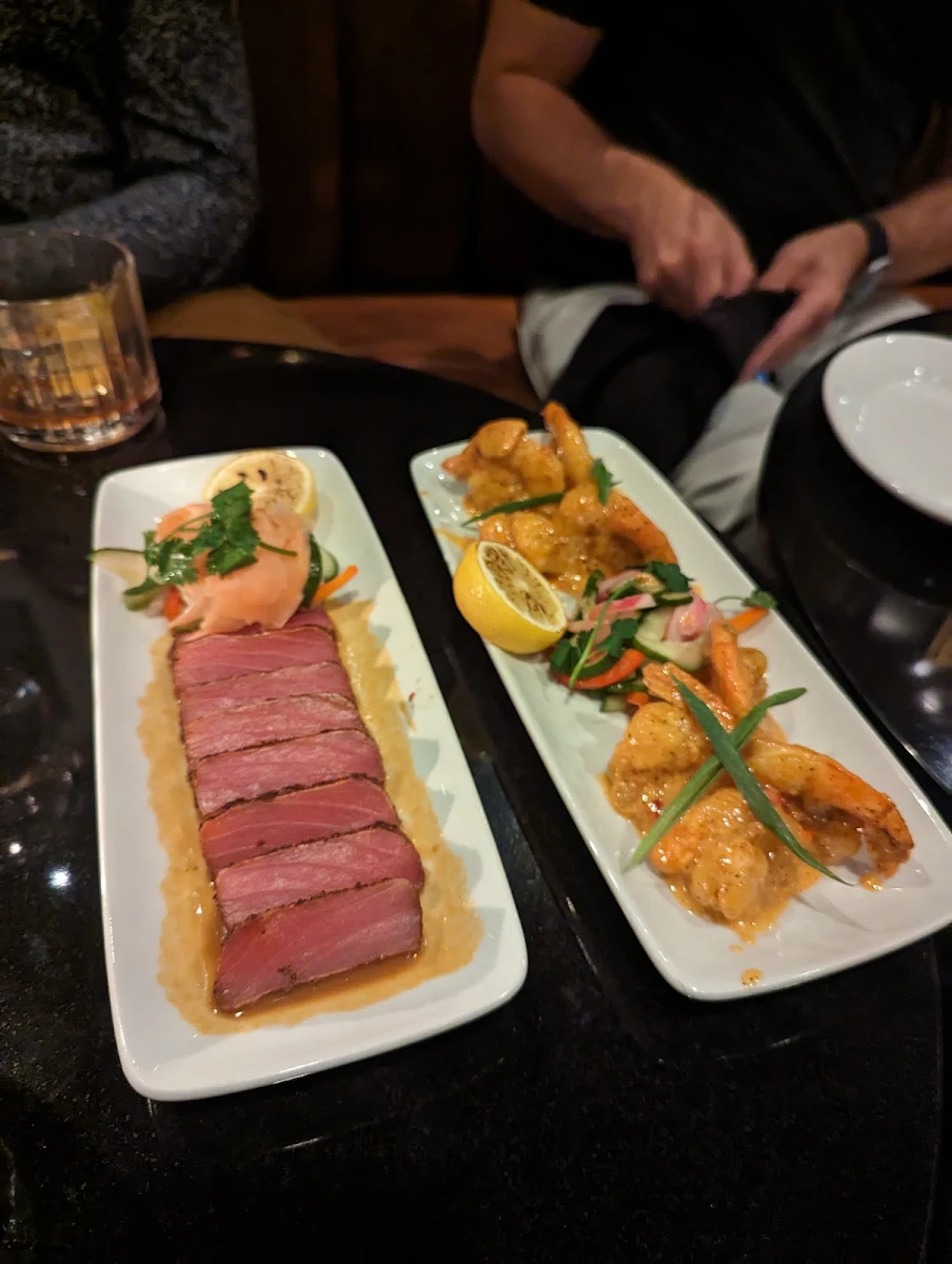 Seared Ahi Tuna and Spicy Shrimp