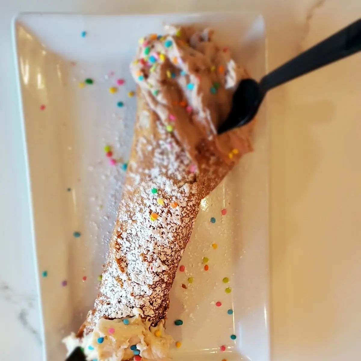 Cannoli with Custom Cake Batter Filling and Cookie Dough