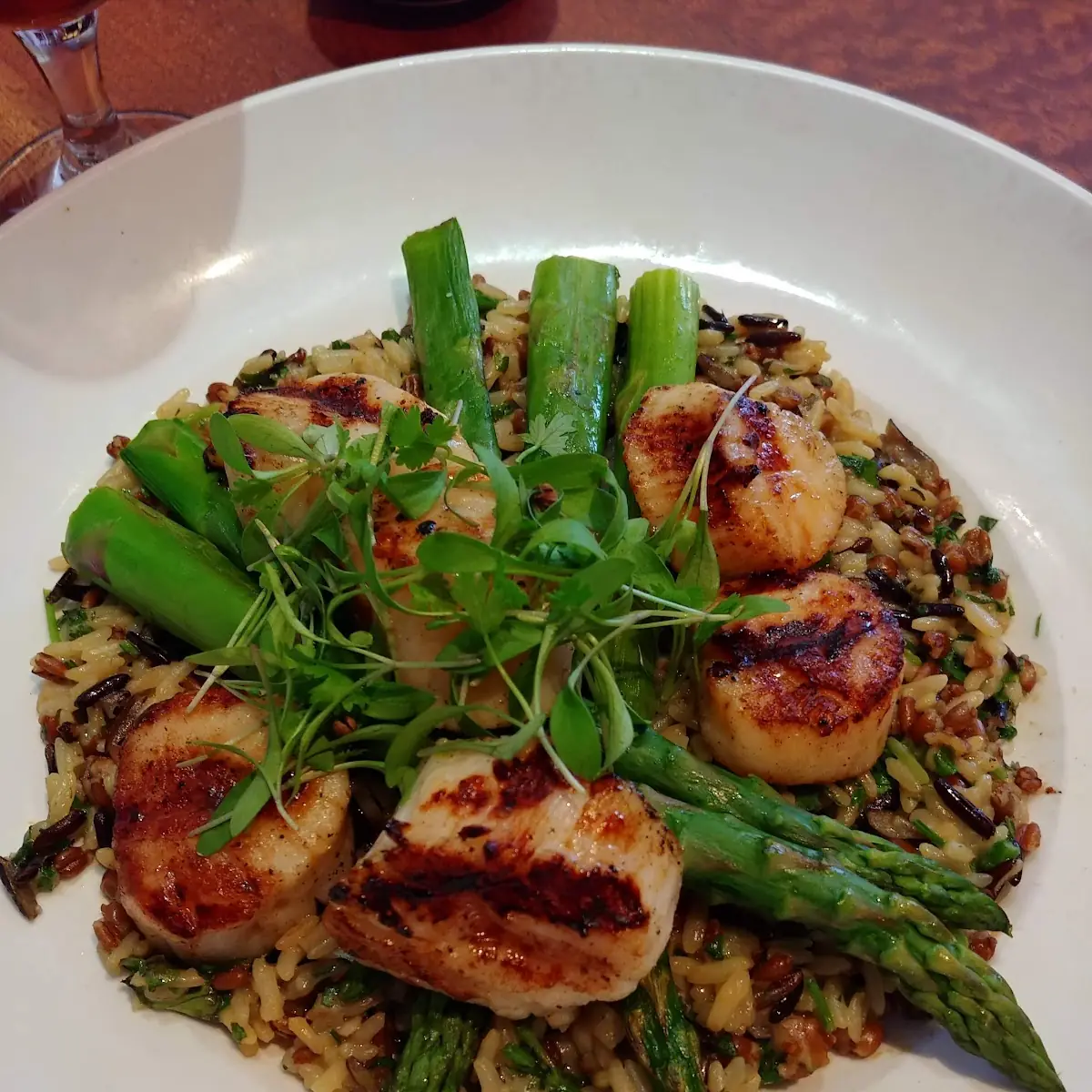 Caramelized Grilled Sea Scallops with Mascarpone Risotto