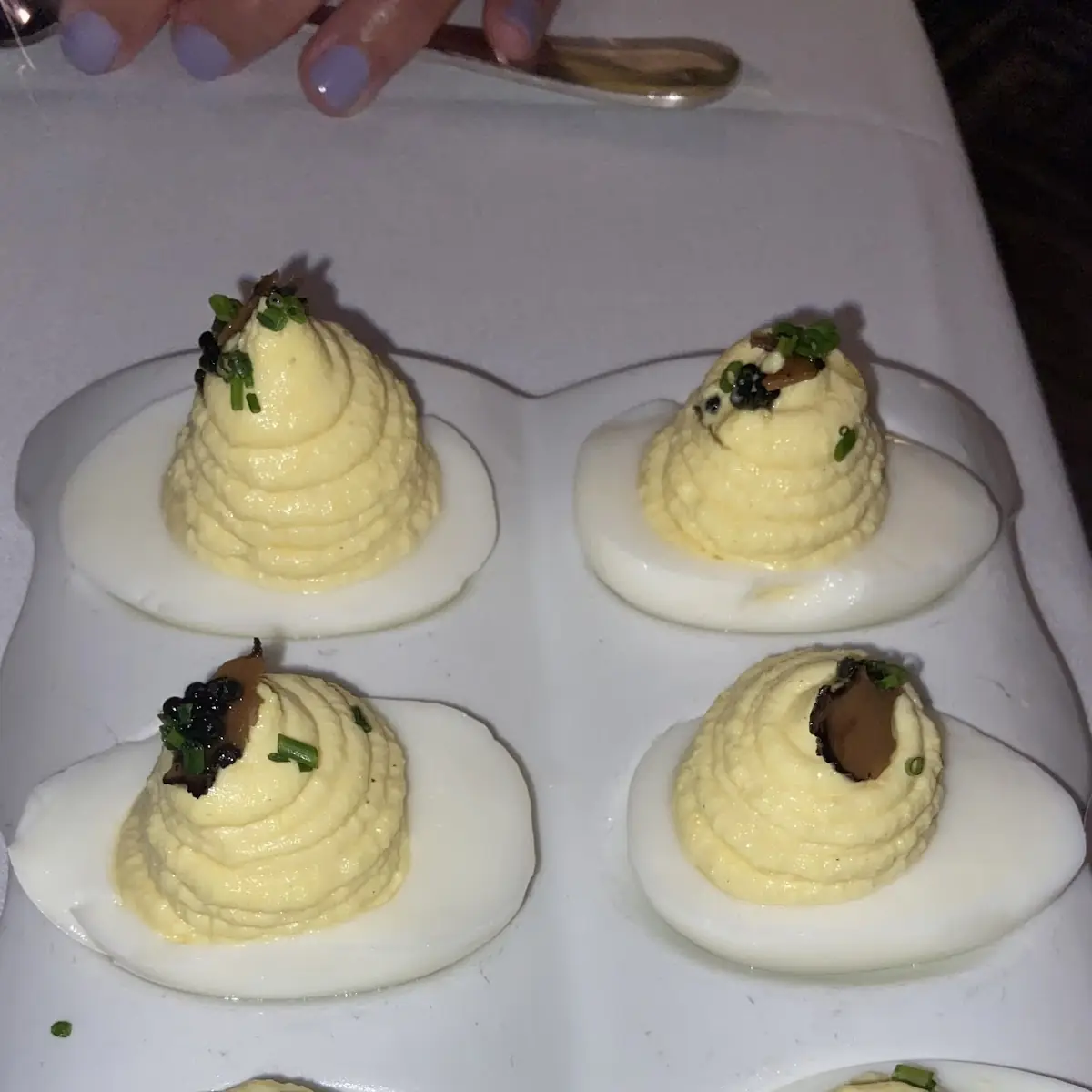 White Truffle Caviar Deviled Eggs