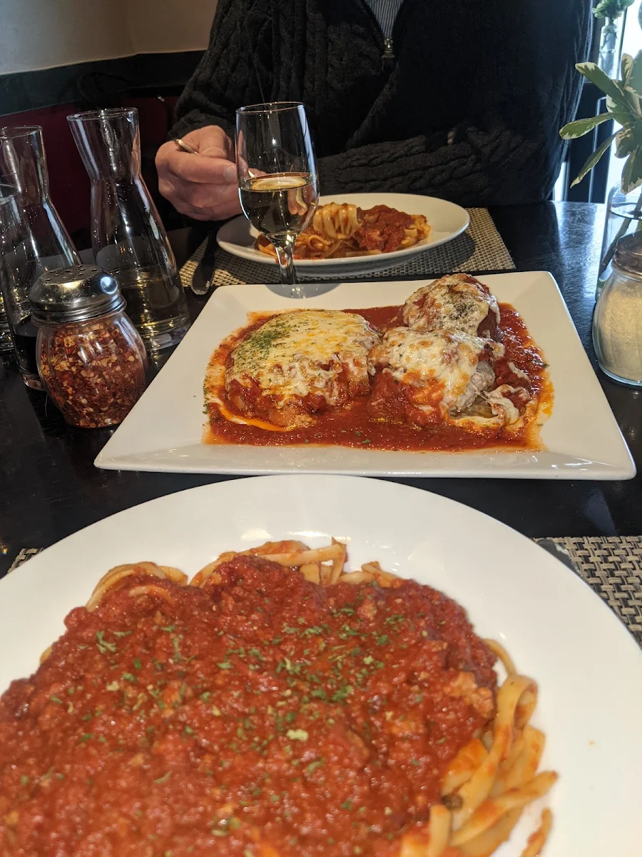 Veal Parmigiana with Pasta in Tomato Sauce, Paradise Restaurant