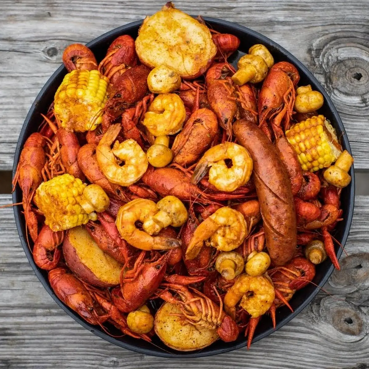 Spicy Boiled Crawfish and Corn Platter