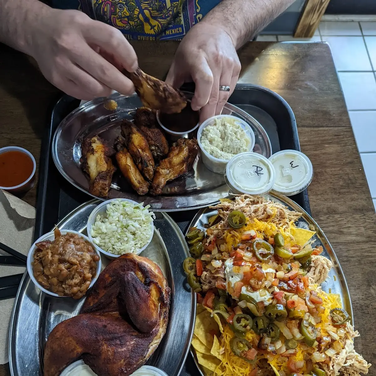 BBQ Chicken Nachos & Wings