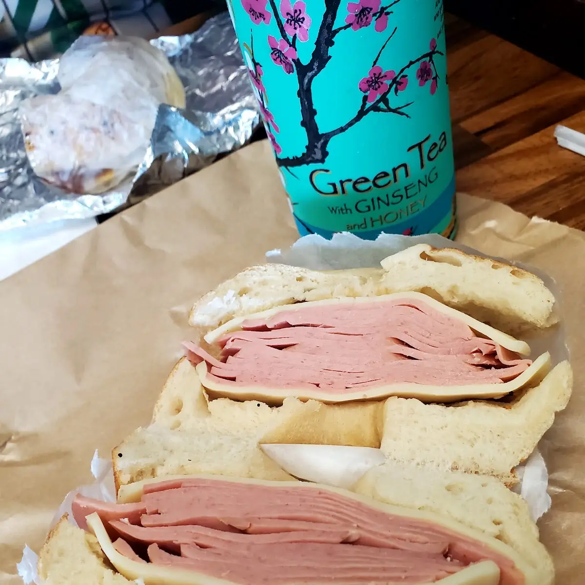 Plain Bagel and Bologna Sandwich