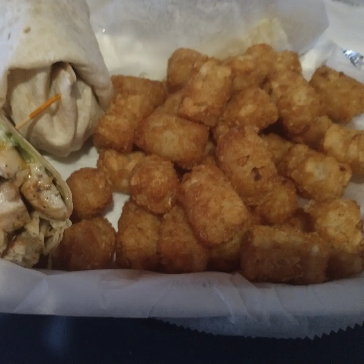 Chicken Wrap and Tots