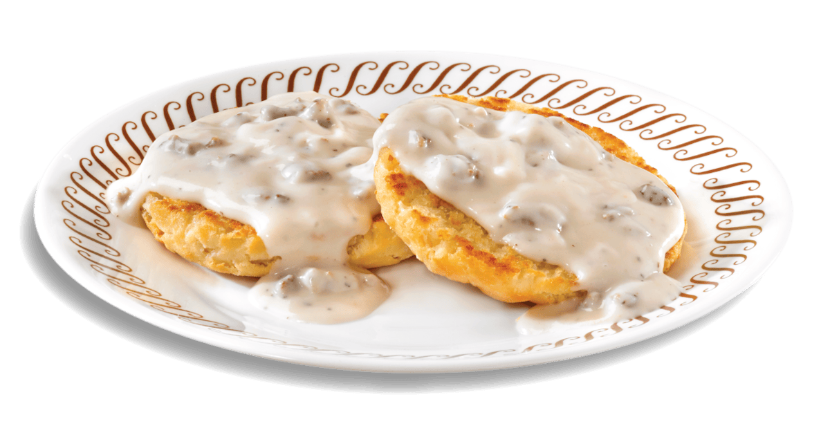 Two Biscuits & Gravy Two Eggs on the Side & Beverage