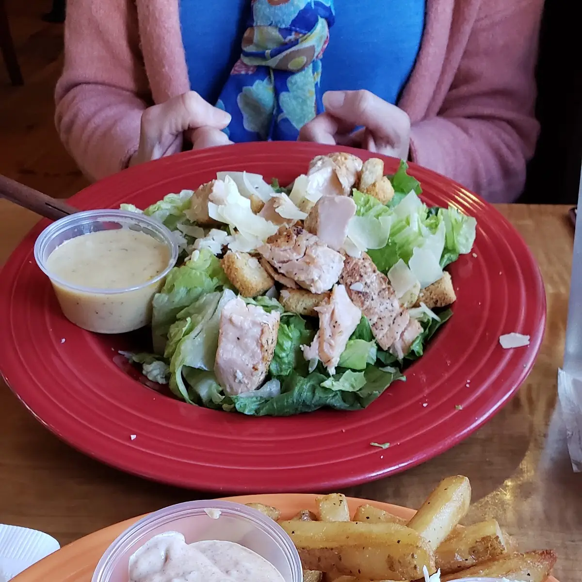 Fish Cakes & Salmon Caesar Salad