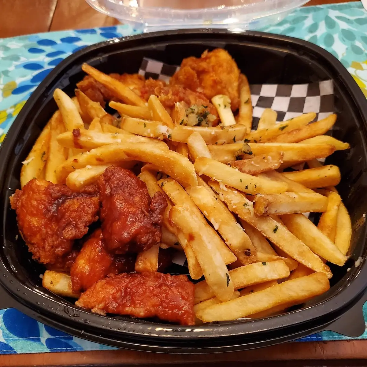 Boneless Chicken Wings and Fries