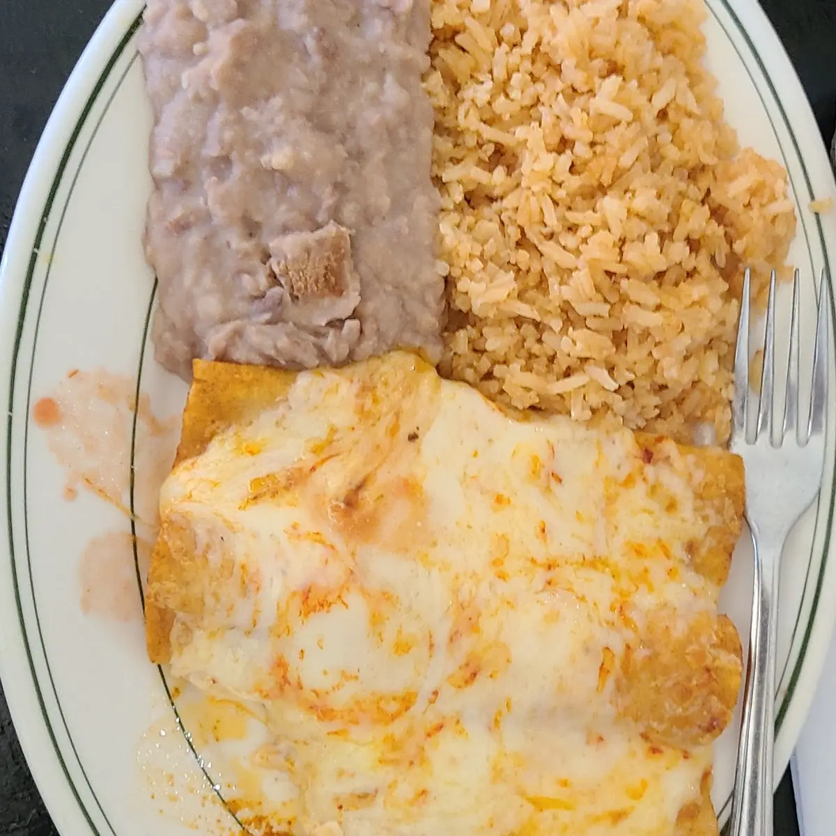 Cheese Enchiladas Con Rice and Beans