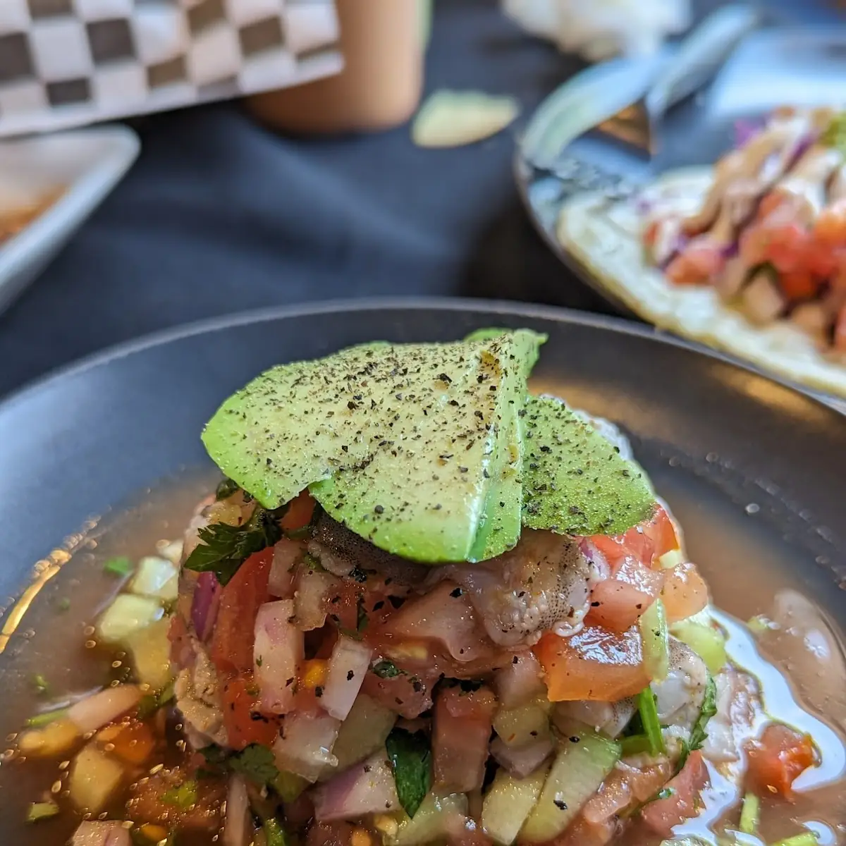 Mango and Shrimp Ceviche Tostada