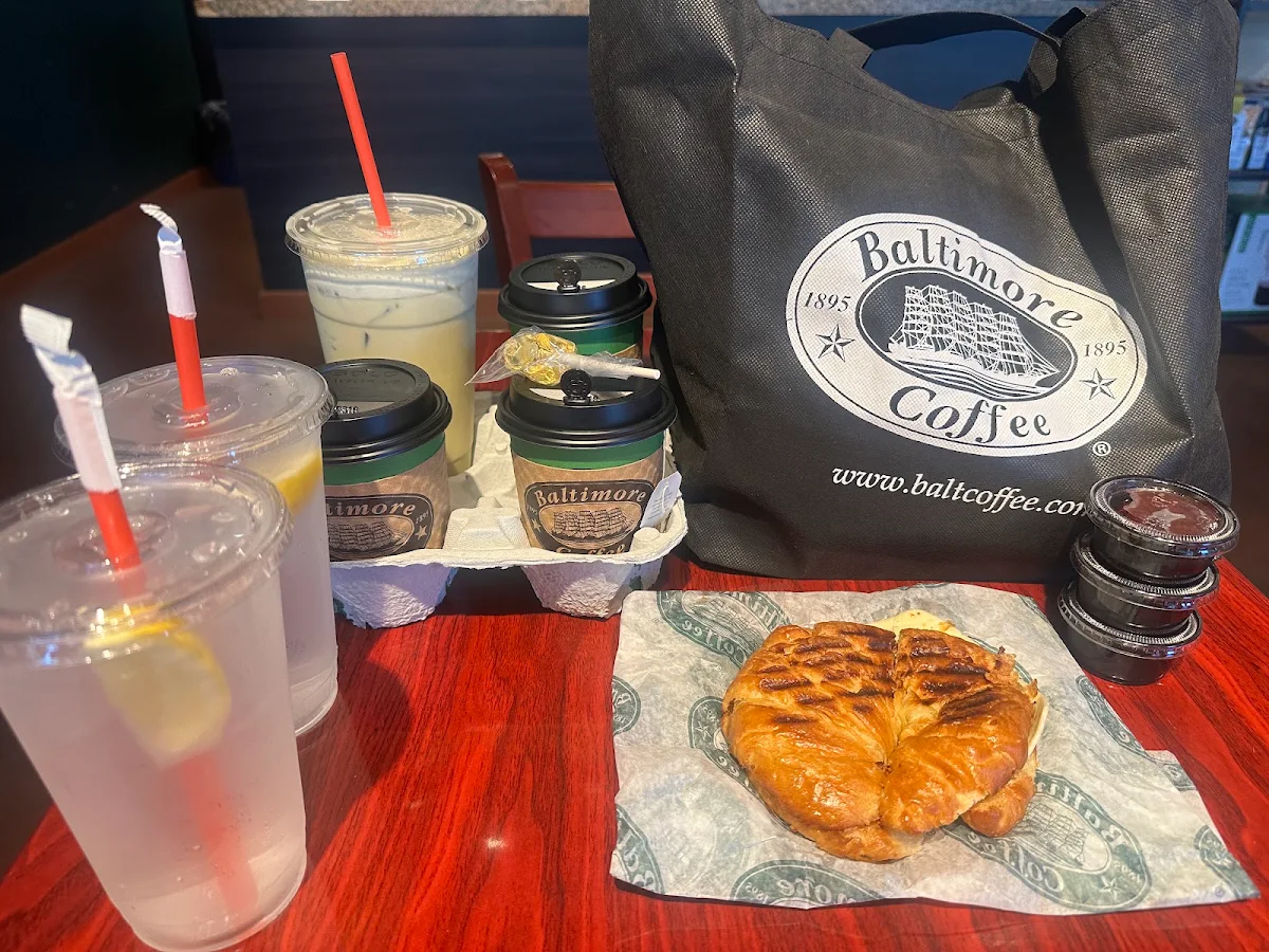 Matcha and Bacon Egg and Cheese on Croissant