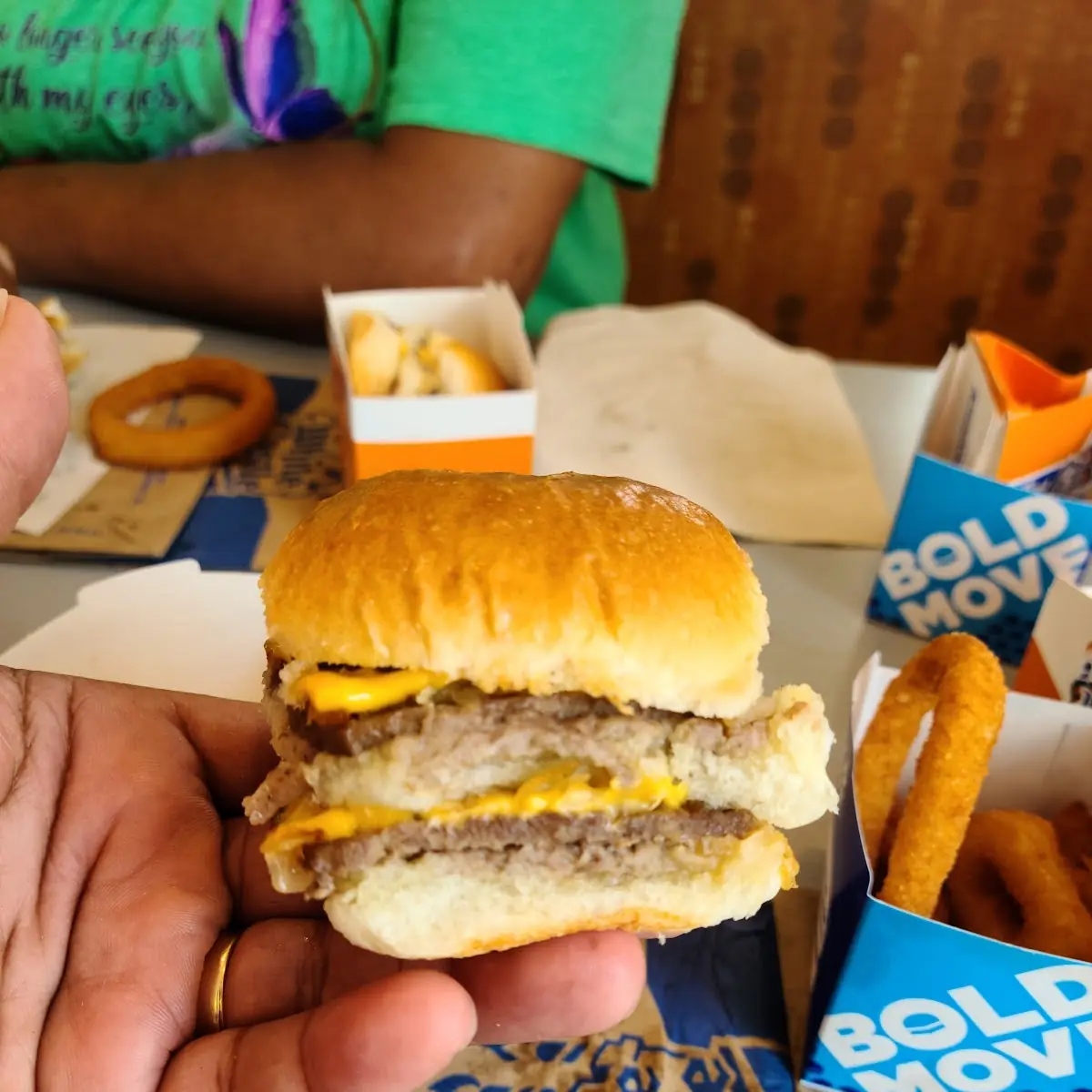 Double Cheeseburger Slider with Onion Rings