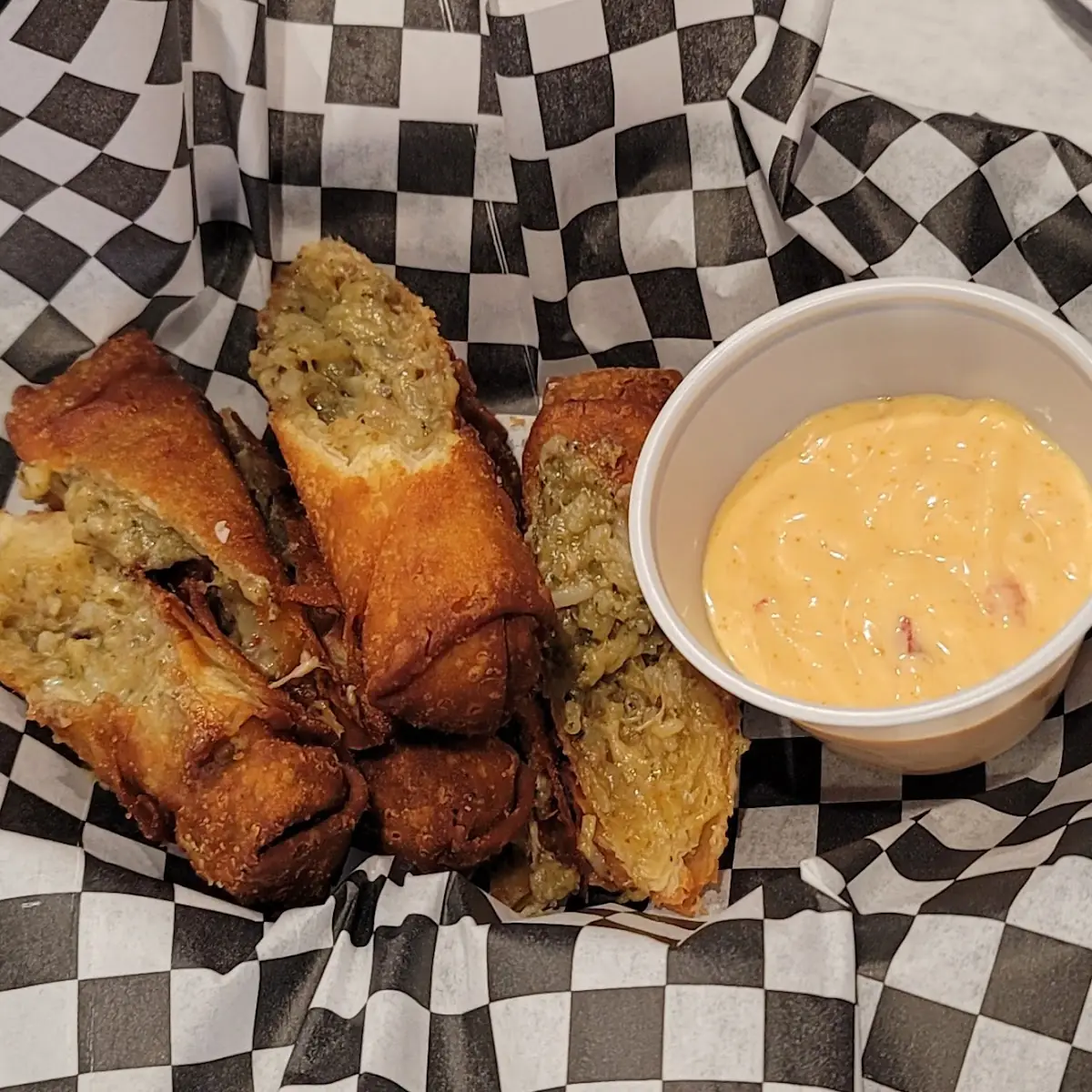 Boudin Spring Rolls with Ragin Cajun Dipping Sauce