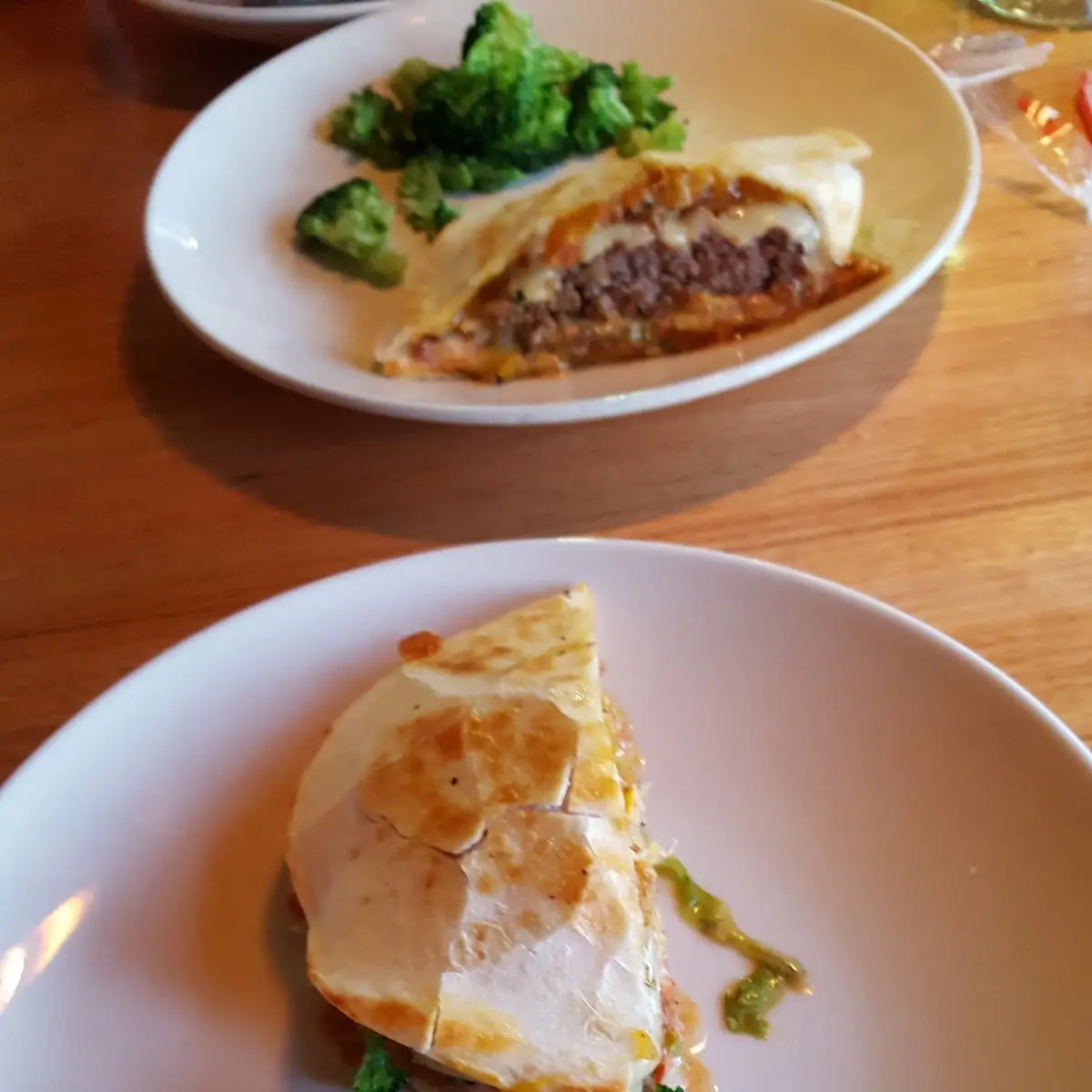 Quesadilla Burger with Steamed Broccoli