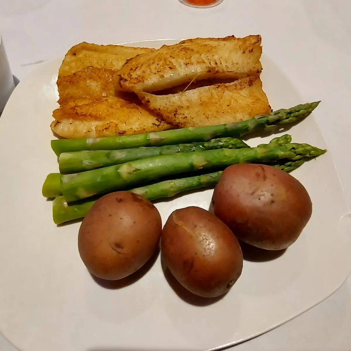 Fried Snapper with Asparagus and Potatoes