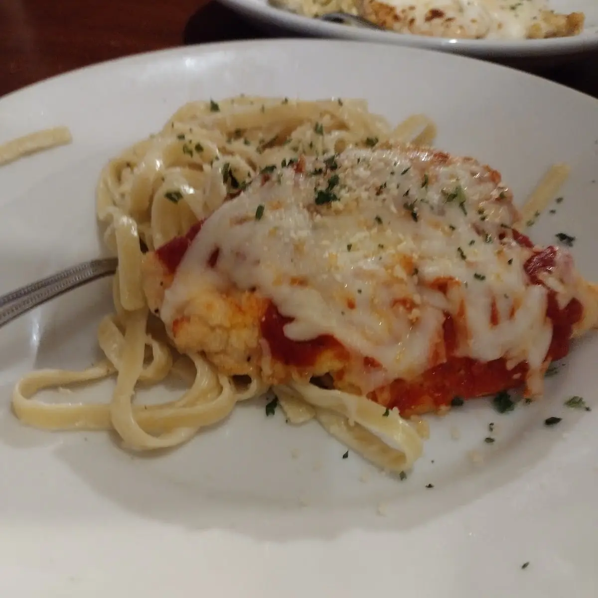 Chicken Parmesan with White Sauce Pasta