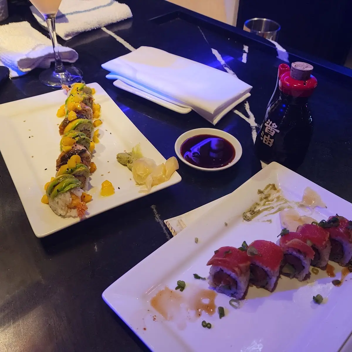 Dragon Roll Topped with Salmon
