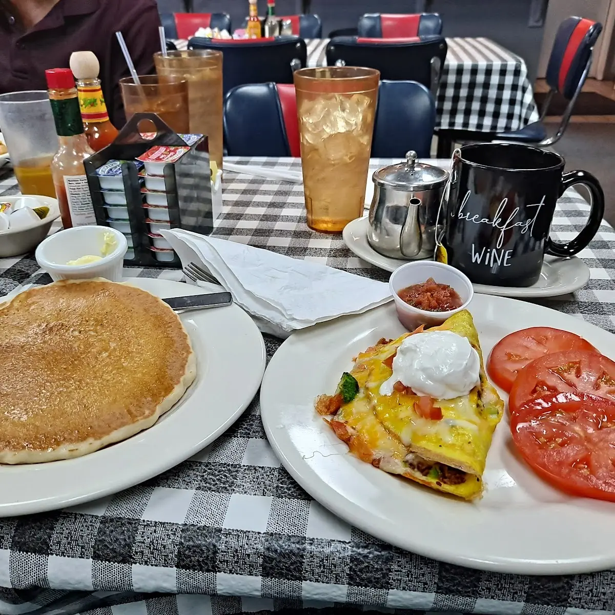 Veggie Omelette w Added Bacon or Sausage