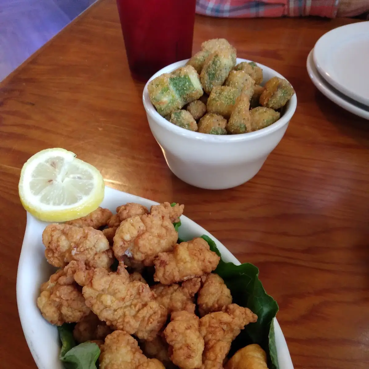 Gator Tail Appetizer and Fried Okra Appetizer
