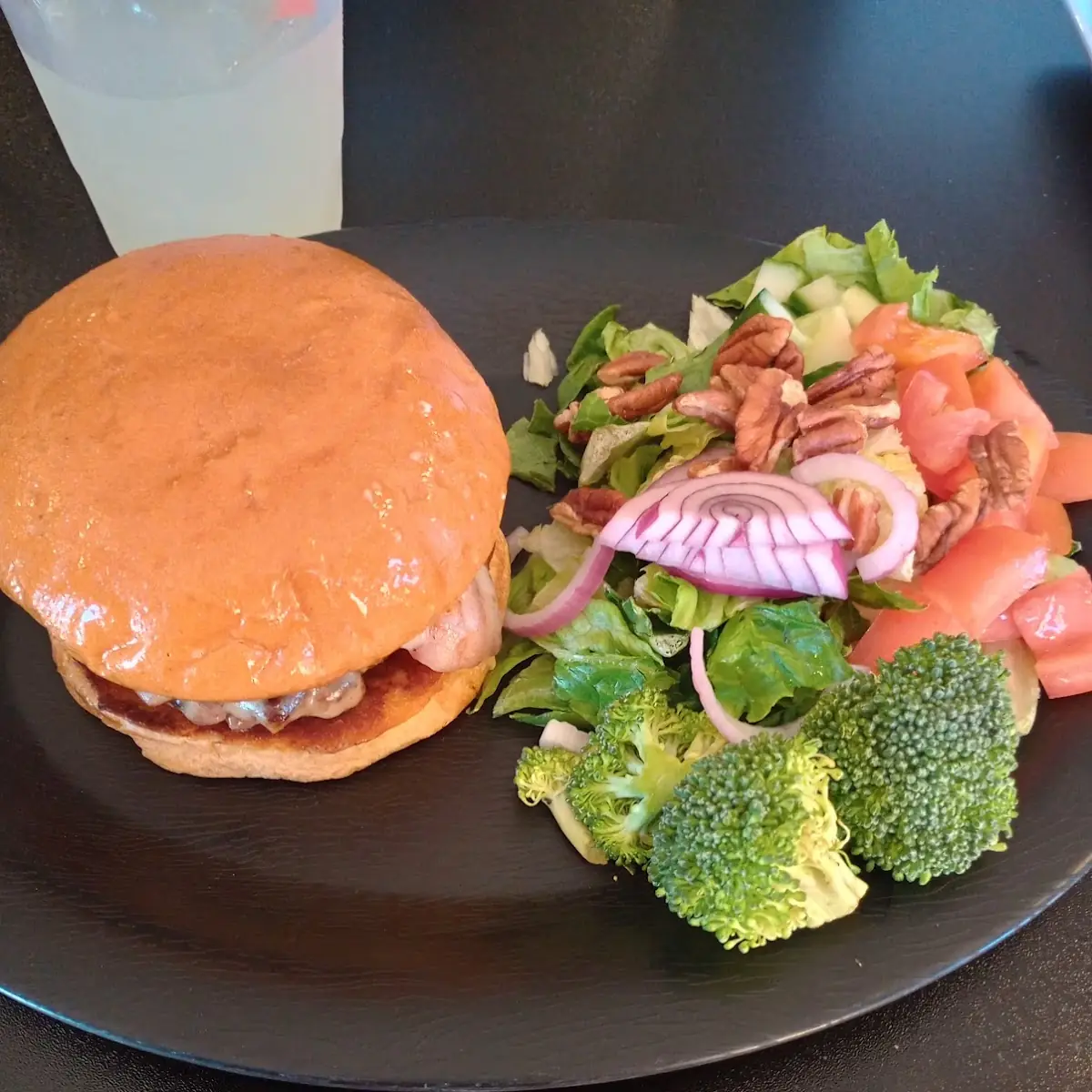 Smash Burger and Side Salad
