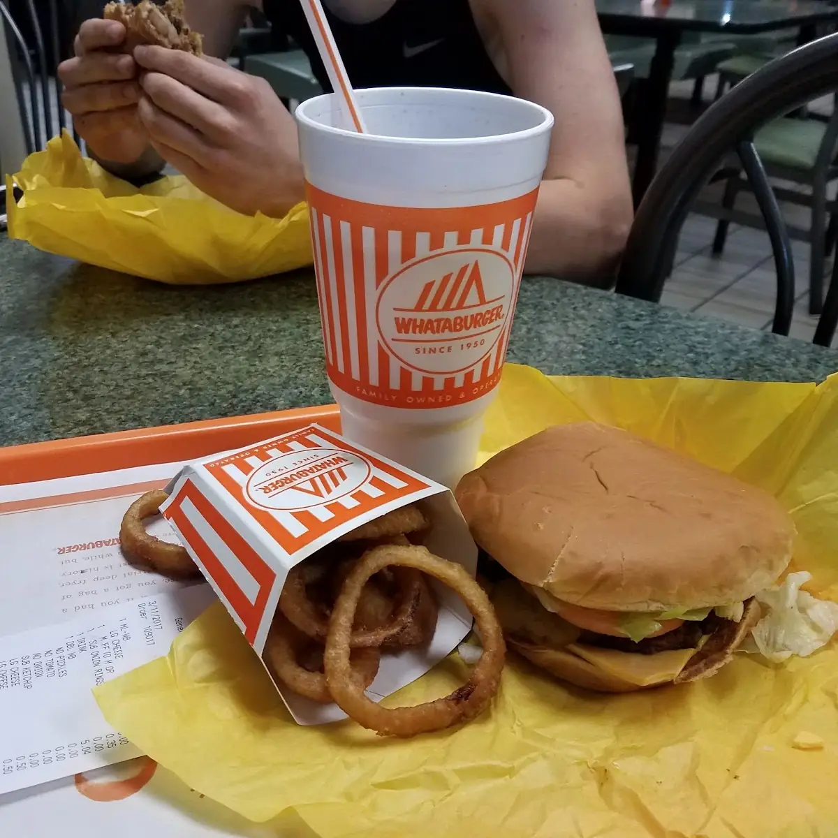 Cheese Burger and Onion Rings