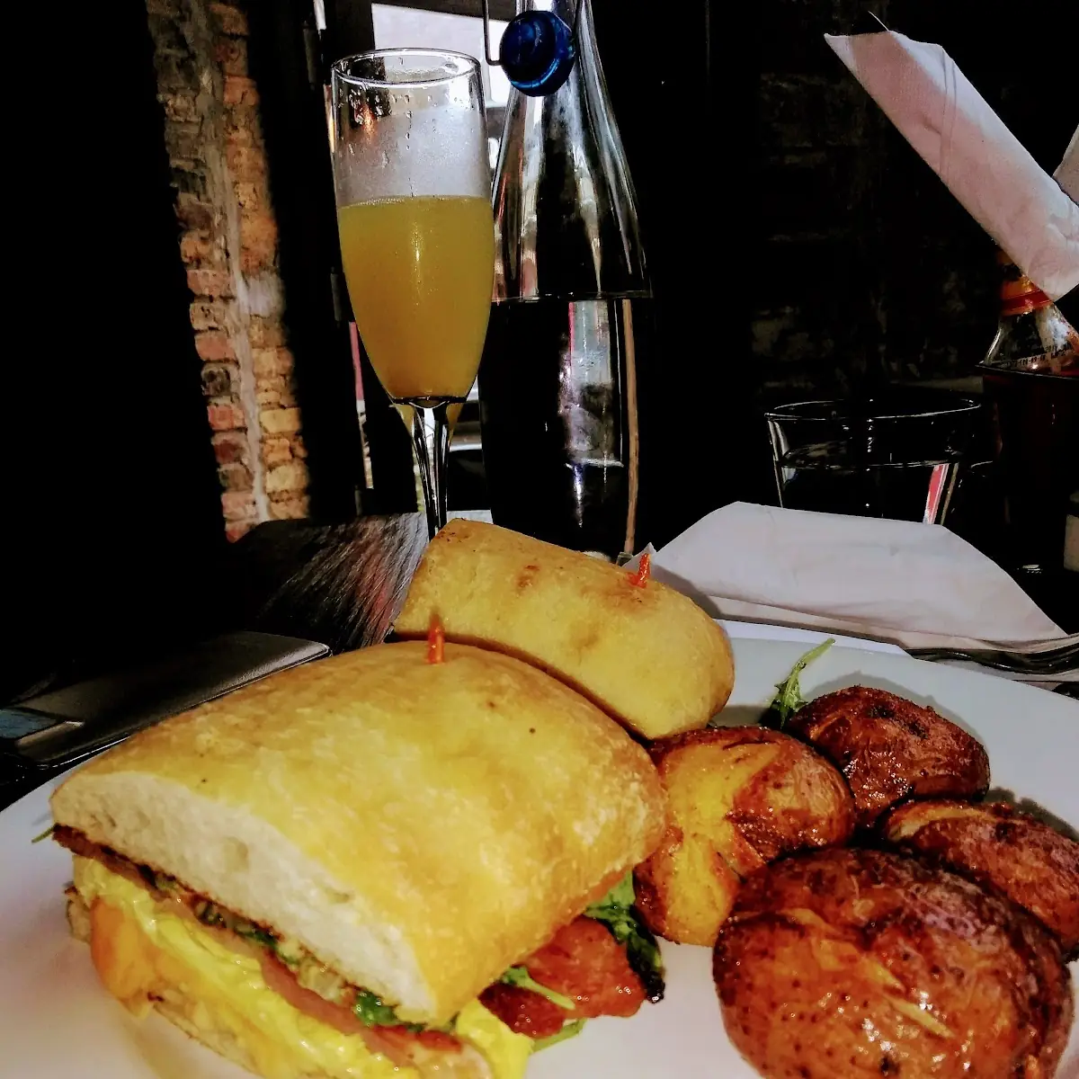9breakfast Sandwich Thick Cut Bacon Roasted Potatoes 5 Mimosa