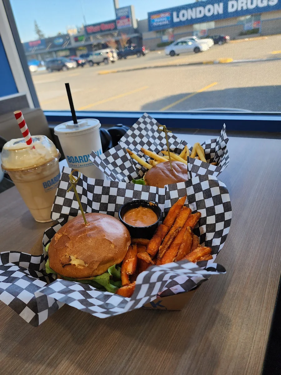 Grilled Chicken Sandwich and Fries, Boardwalk Burgers - Abbotsford South Fraser Way