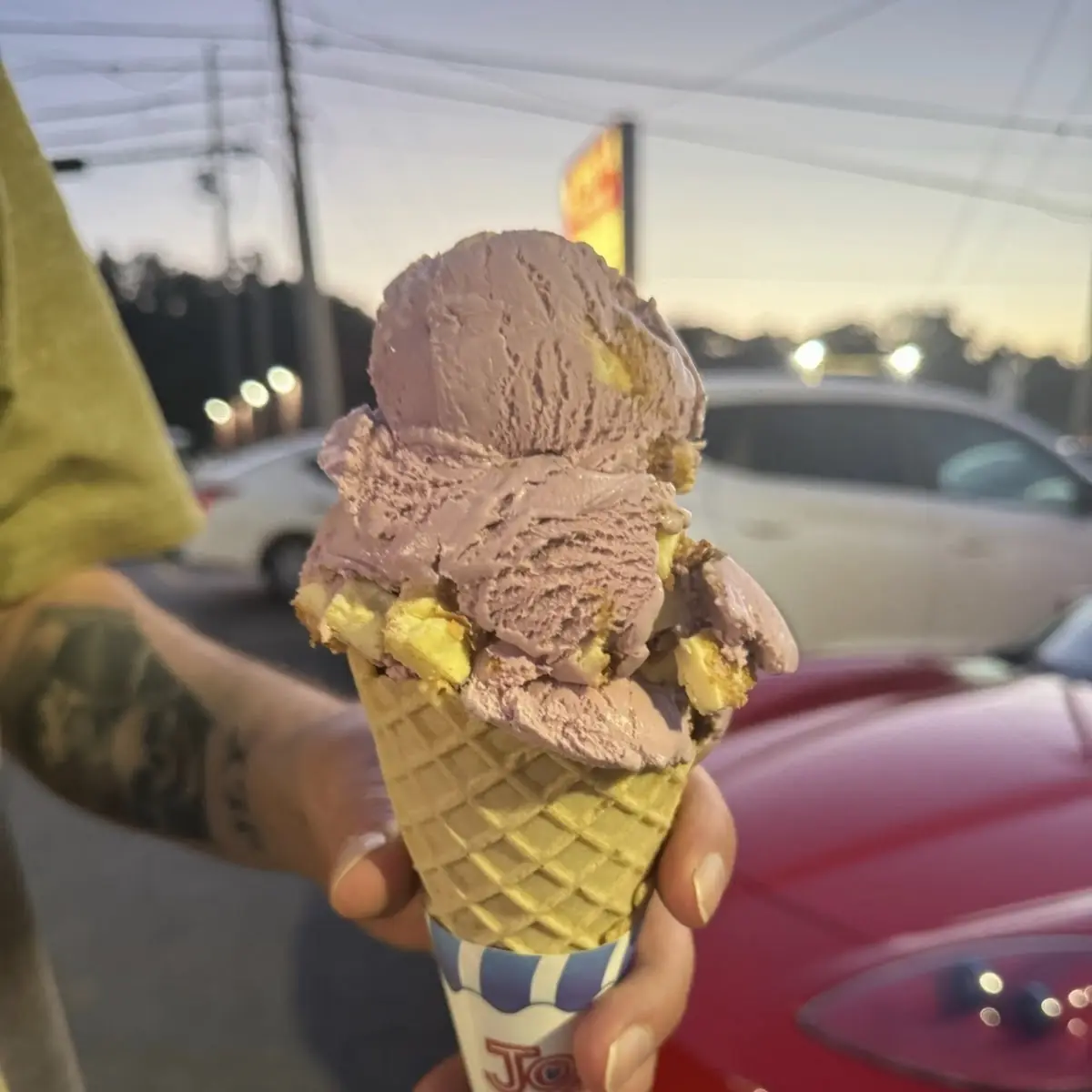 Blueberry Cheesecake Waffle Cone