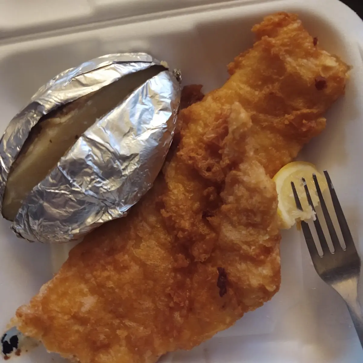 Fish Fry with Mashed Potatoes and Beef Gravy