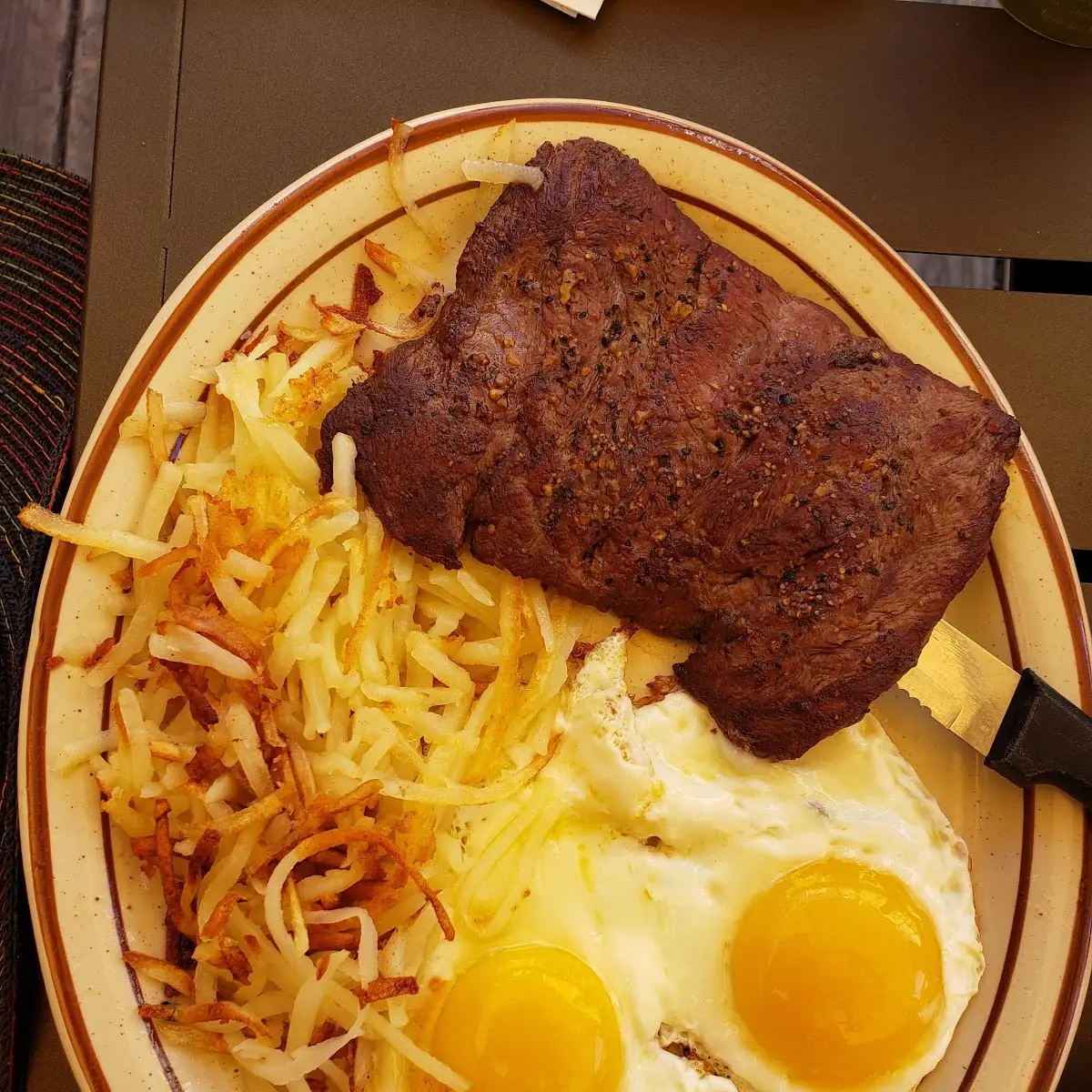 Steak 2 Eggs Hash Browns & Toast
