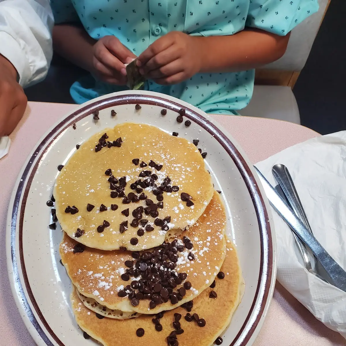 Chocolate Chip Pancakes with Whip Cream