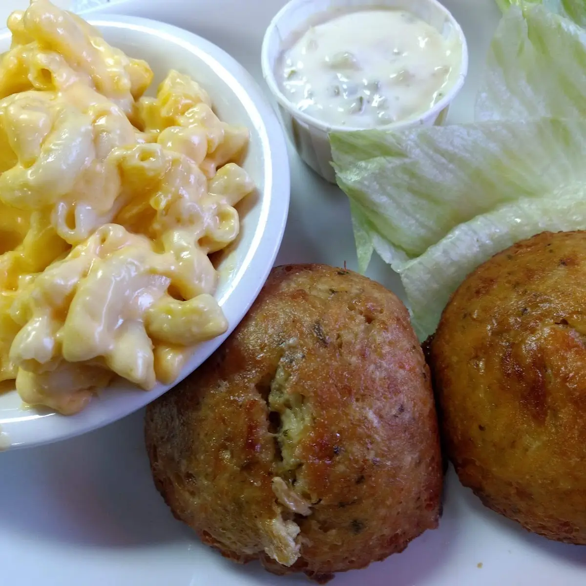Crab Cakes and Macaroni and Cheese