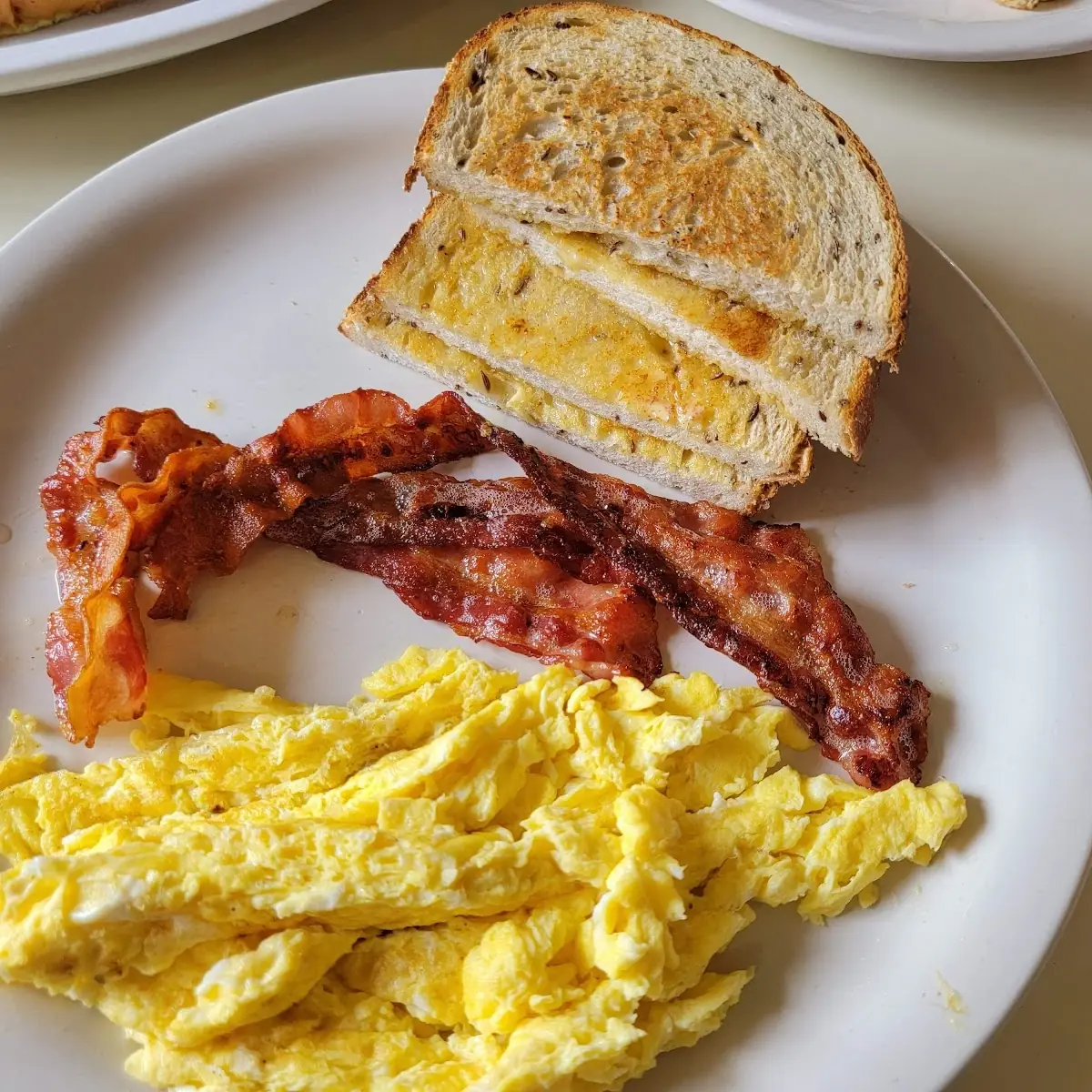 Scrambled Eggs with Bacon & Toast