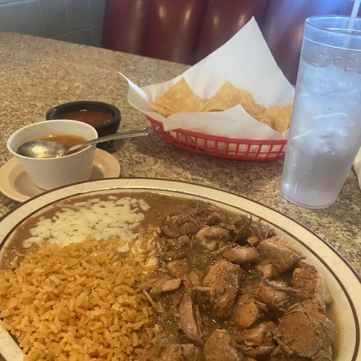 Chile Verde Plate with Rice & Beans